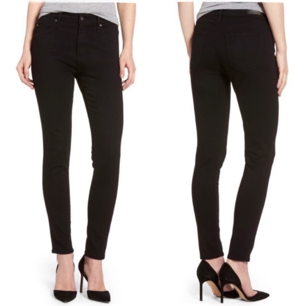 AGOLDE THE FARRAH HIGH-RISE SKINNY ANKLE JEANS In "SUPER BLACK" EUC WORN ONCE 28
